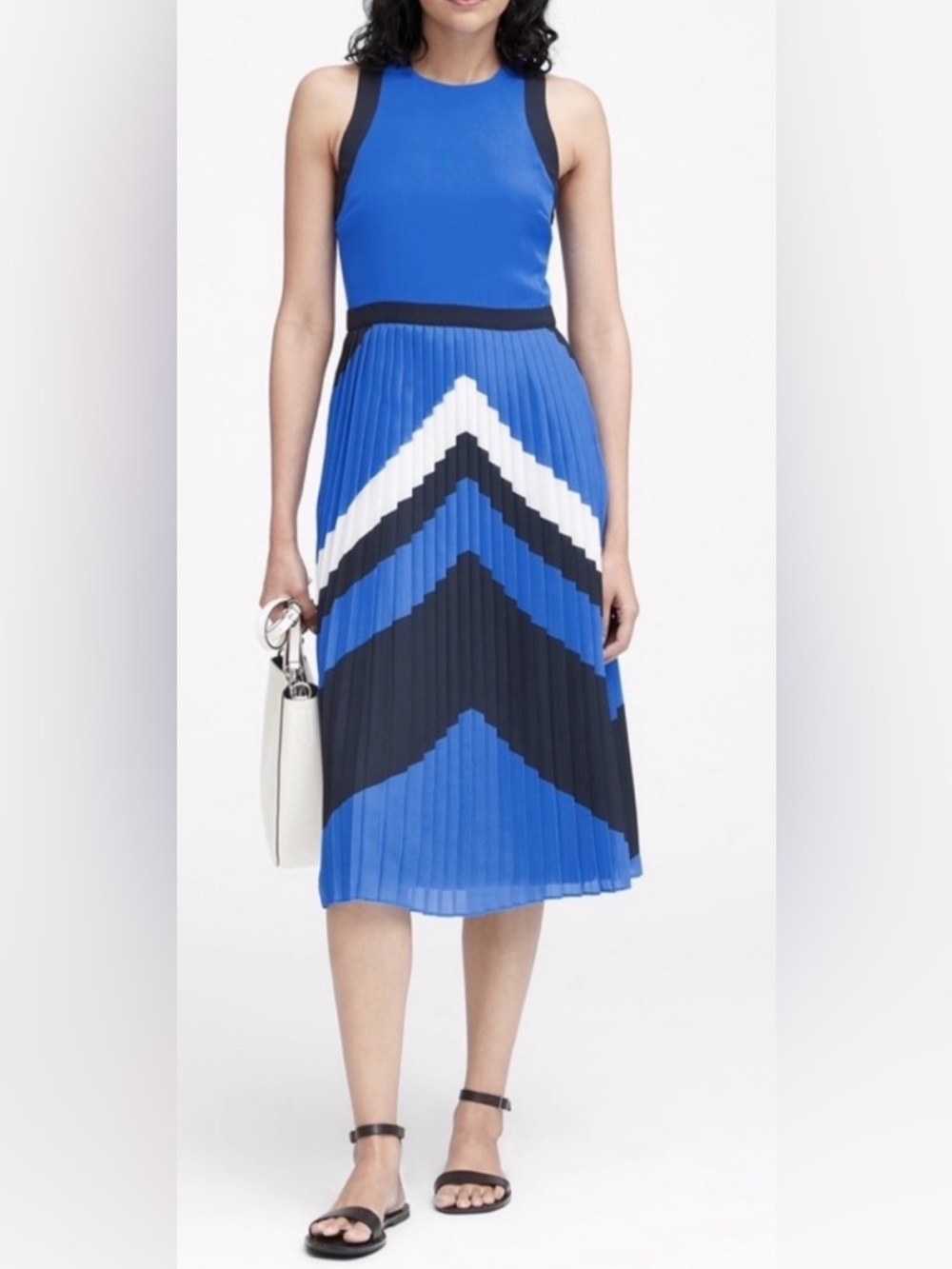 Banana Republic Chevron Pleated Midi Dress